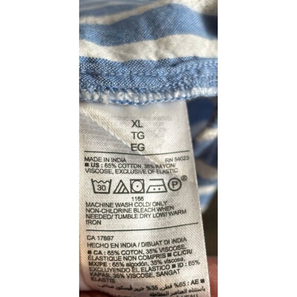 Old Navy Womens Wrap Midi Dress Puff Sleeve Smocked Stripes Blue White Size XL - Picture 5 of 14